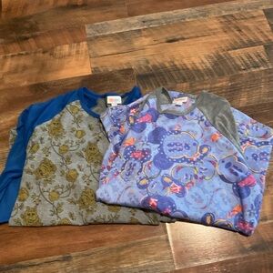 LuLaRoe Women's Tops - Blue and Gray Floral & Multicolor Pattern